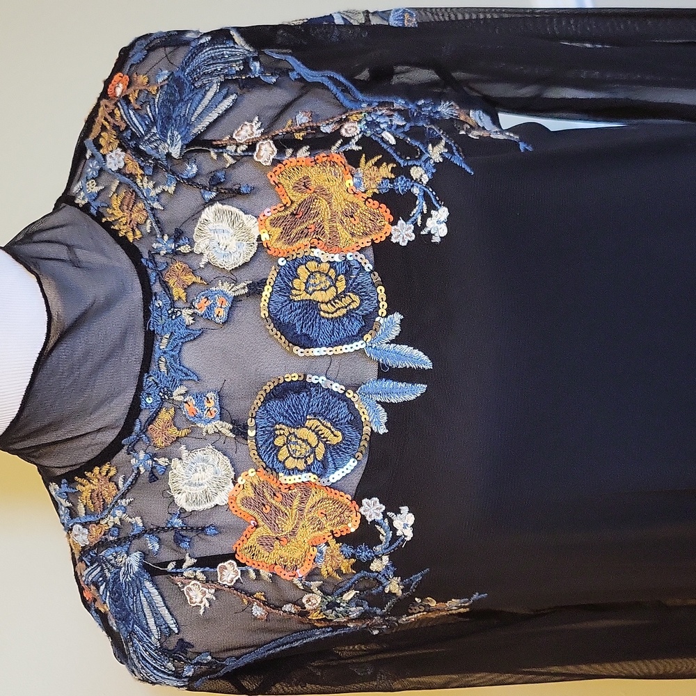 Free People Black Floral Embroidered Midi Dress - Picture 5 of 16